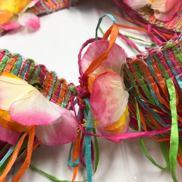 Pink & Orange Hawaiian Grass Skirt With Leis, M - Picture 5 of 8